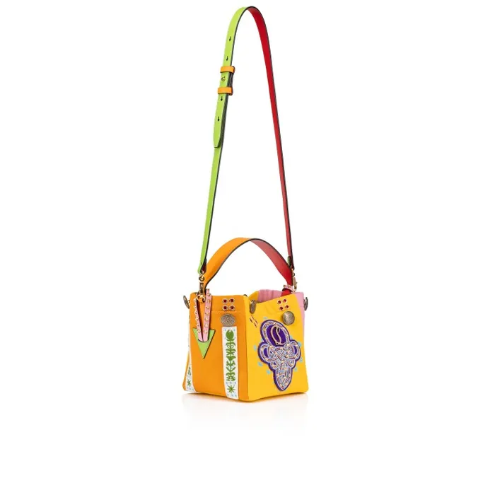 Women Breizcaba Mini Tote Bag 8211 Fabric Calf Leather And Pontivity Embroidery 8211 Multicolor Christian Louboutin Top Handles