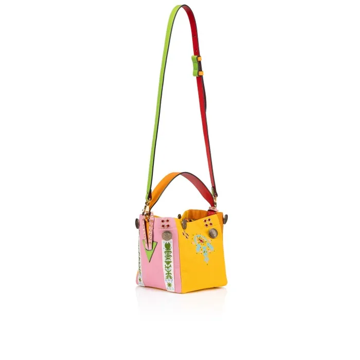 Women Breizcaba Mini Tote Bag 8211 Fabric Calf Leather And Pontivity Embroidery 8211 Multicolor Christian Louboutin Top Handles