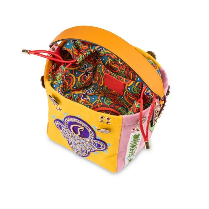 Women Breizcaba Mini Tote Bag 8211 Fabric Calf Leather And Pontivity Embroidery 8211 Multicolor Christian Louboutin Top Handles