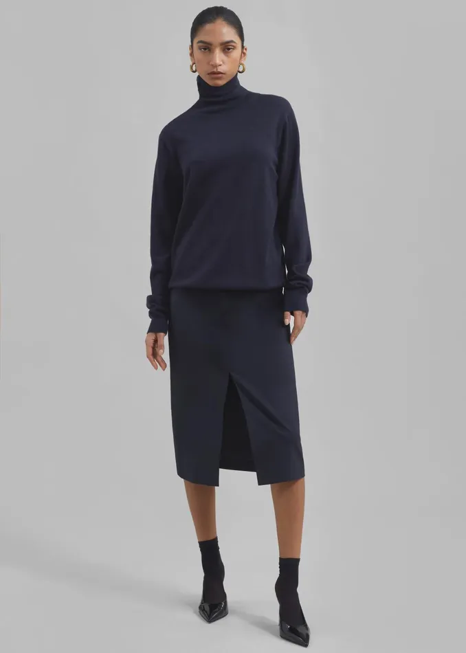 Women Brooklyn Midi Skirt 8211 Navy The Frankie Shop Bottoms