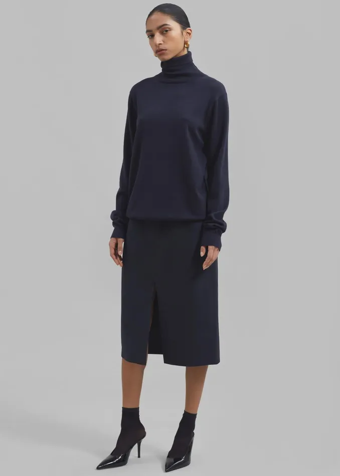 Women Brooklyn Midi Skirt 8211 Navy The Frankie Shop Bottoms