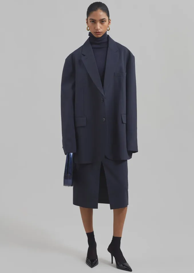 Women Brooklyn Midi Skirt 8211 Navy The Frankie Shop Bottoms