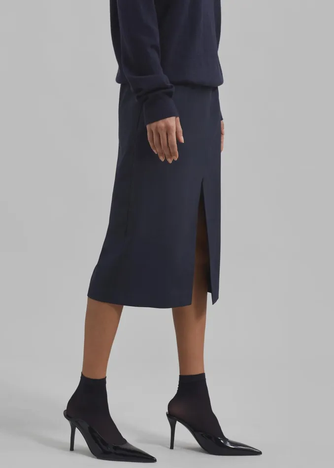 Women Brooklyn Midi Skirt 8211 Navy The Frankie Shop Bottoms