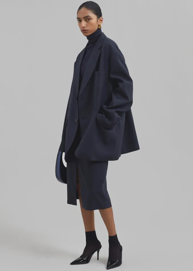 Women Brooklyn Midi Skirt 8211 Navy The Frankie Shop Bottoms