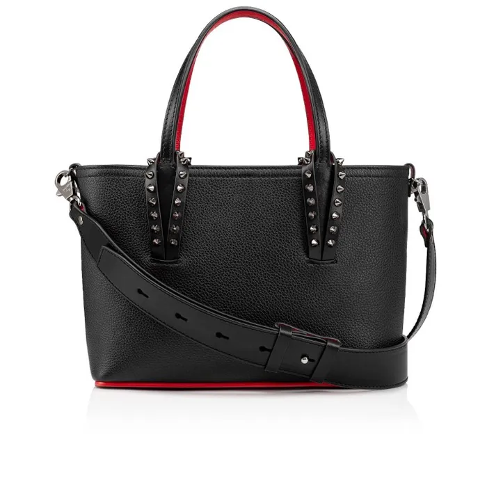 Women Cabata Mini Tote Bag 8211 Grained Calf Leather And Smooth Calf Leather 8211 Black Christian Louboutin Totes
