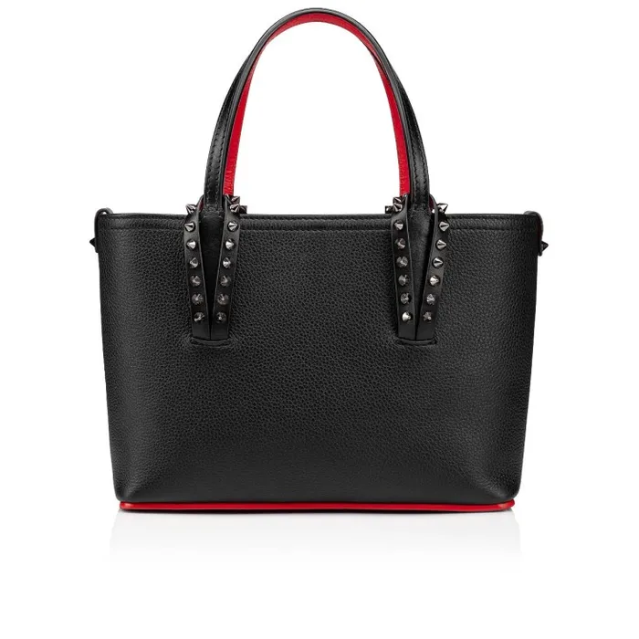 Women Cabata Mini Tote Bag 8211 Grained Calf Leather And Smooth Calf Leather 8211 Black Christian Louboutin Totes