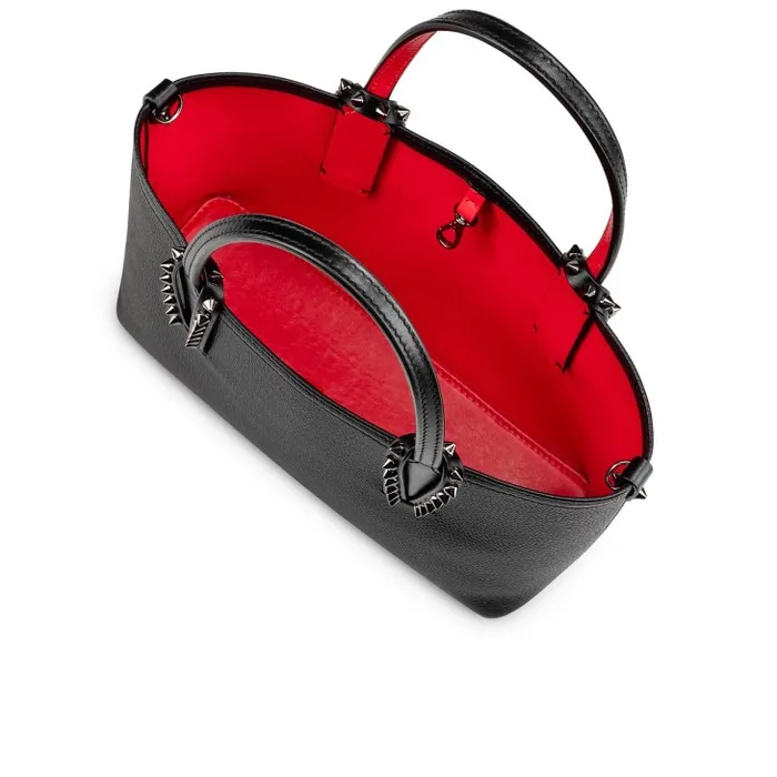 Women Cabata Mini Tote Bag 8211 Grained Calf Leather And Smooth Calf Leather 8211 Black Christian Louboutin Totes