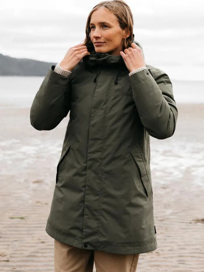 Women Caelus Waterproof Parka Olive Finisterre Jackets Coats and Gilets