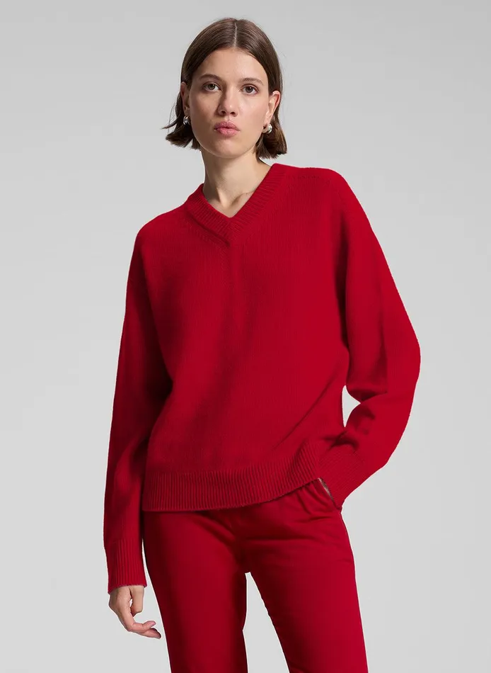 Women Calven Cashmere V Neck Sweater Really Red ALC Sweaters