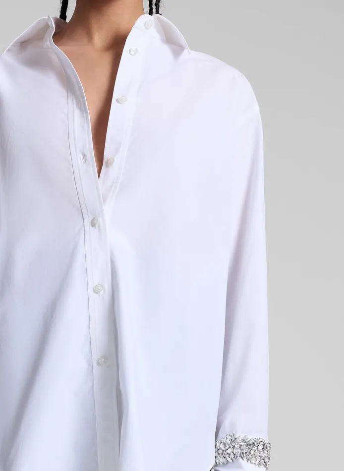 Women Calvin Embellished Sleeve Shirt White ALC Tops