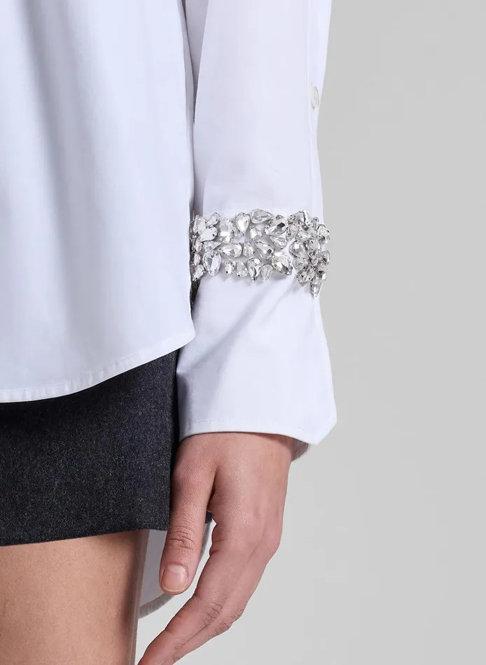 Women Calvin Embellished Sleeve Shirt White ALC Tops
