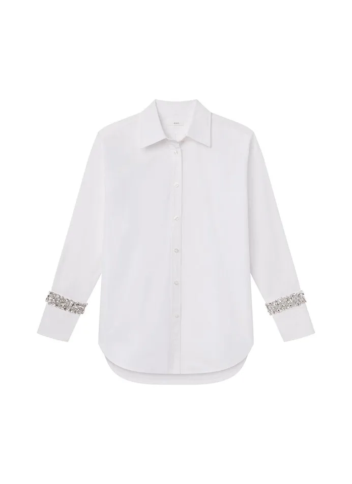 Women Calvin Embellished Sleeve Shirt White ALC Tops