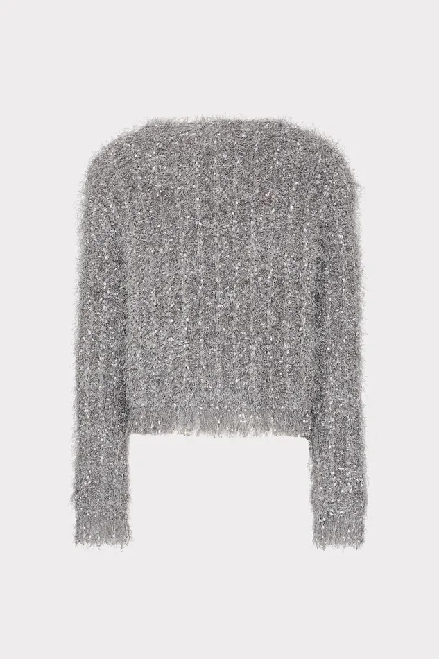 Women Cardigans Milly Textured Fringe Cardigan Silver