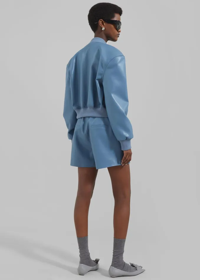 Women Cassie Faux Leather Mini Shorts 8211 Blue The Frankie Shop Bottoms
