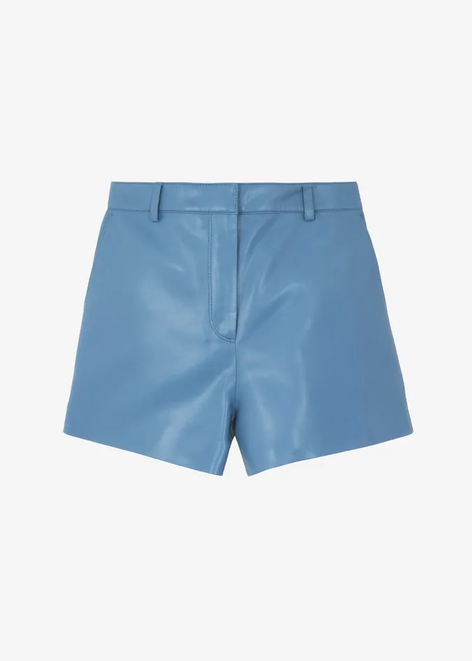 Women Cassie Faux Leather Mini Shorts 8211 Blue The Frankie Shop Bottoms
