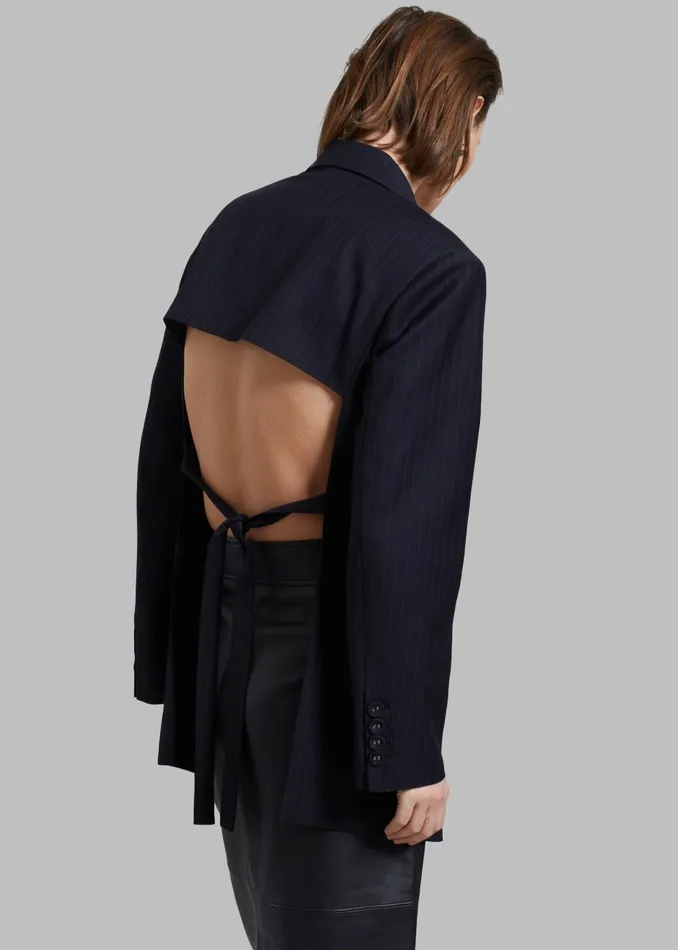 Women Cedric Open Back Blazer 8211 Navy Stripe The Frankie Shop Outerwear