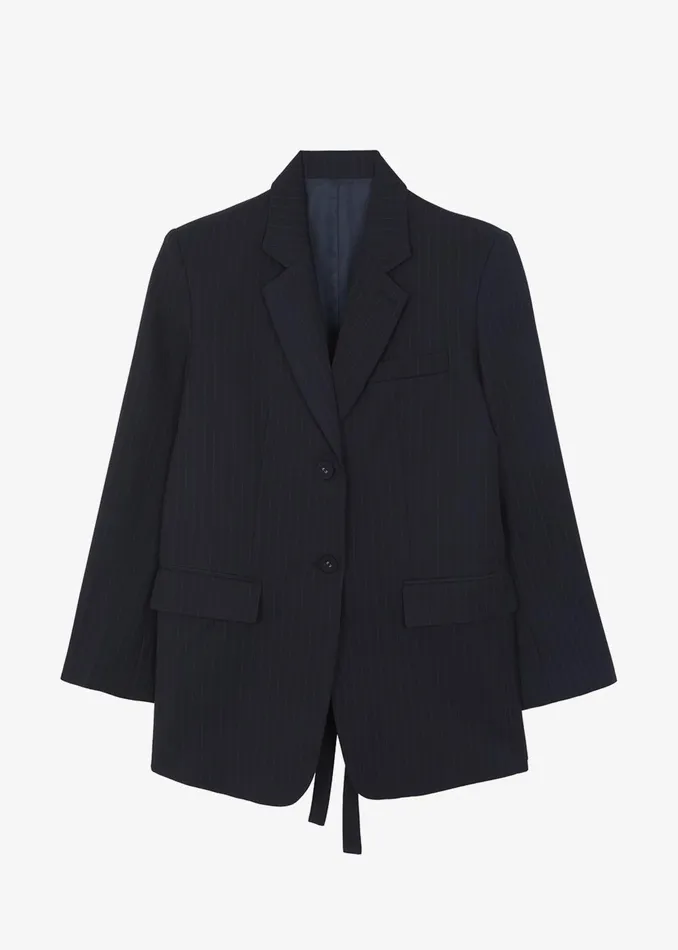 Women Cedric Open Back Blazer 8211 Navy Stripe The Frankie Shop Outerwear