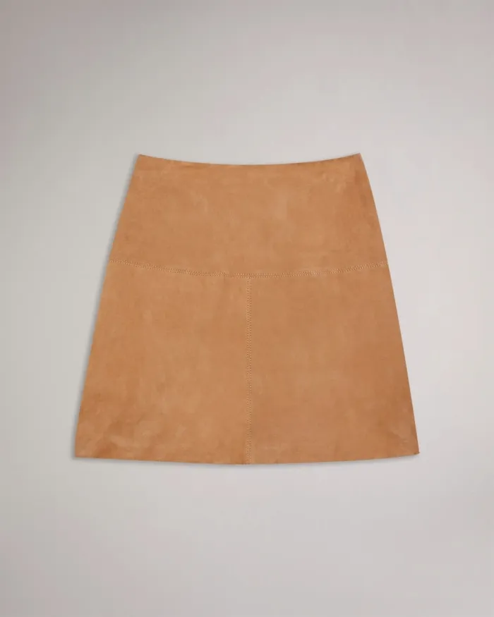 Women CHIYO 8211 Suede ALine Mini Skirt Camel Ted Baker Skirts