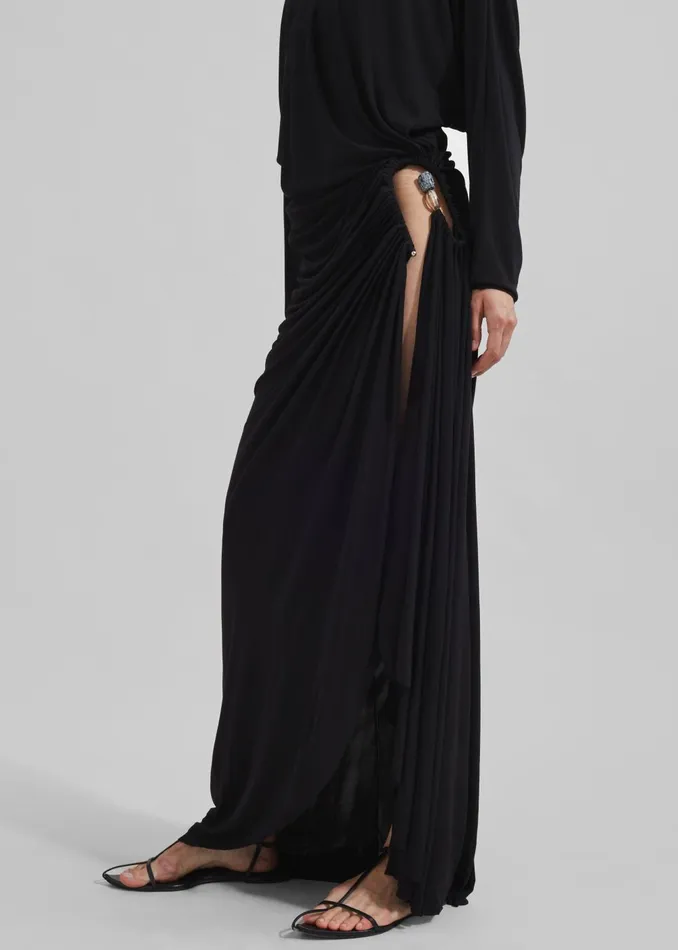 Women Christopher Esber Helix Crystal Stone Long Sleeve Dress 8211 Black The Frankie Shop Dresses