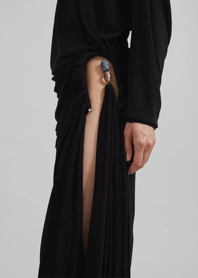 Women Christopher Esber Helix Crystal Stone Long Sleeve Dress 8211 Black The Frankie Shop Dresses