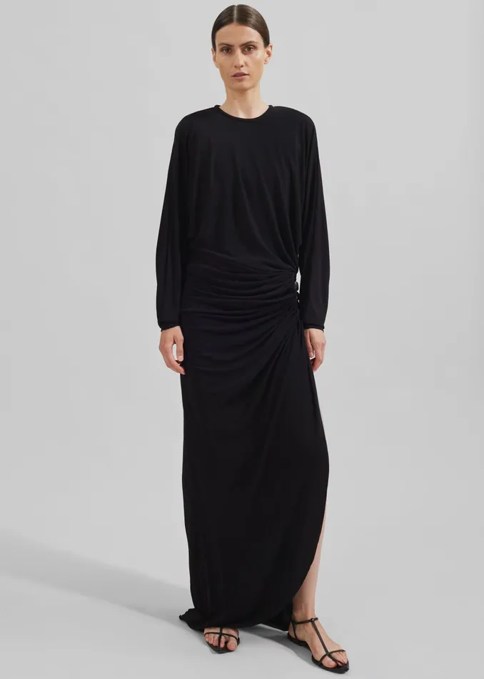 Women Christopher Esber Helix Crystal Stone Long Sleeve Dress 8211 Black The Frankie Shop Dresses