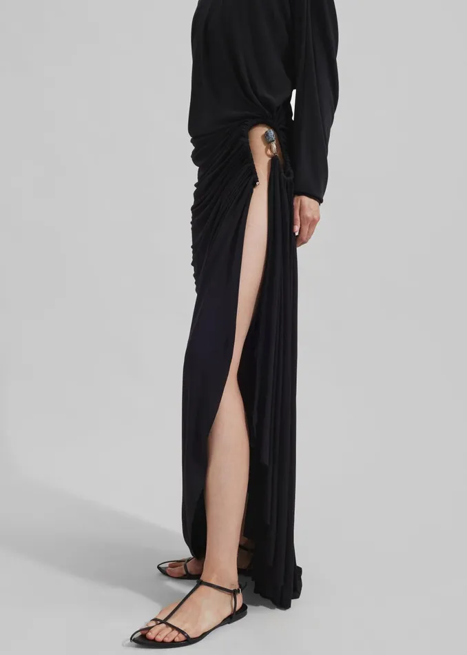 Women Christopher Esber Helix Crystal Stone Long Sleeve Dress 8211 Black The Frankie Shop Dresses