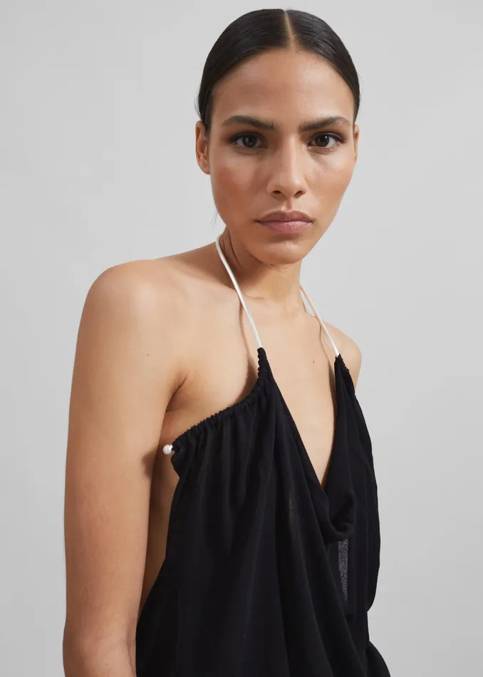 Women Christopher Esber Petra Knit Necklace Tank 8211 Black The Frankie Shop Tops