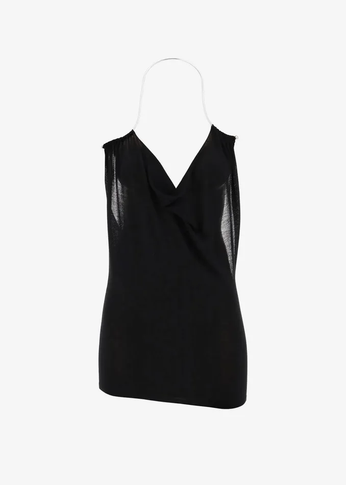 Women Christopher Esber Petra Knit Necklace Tank 8211 Black The Frankie Shop Tops