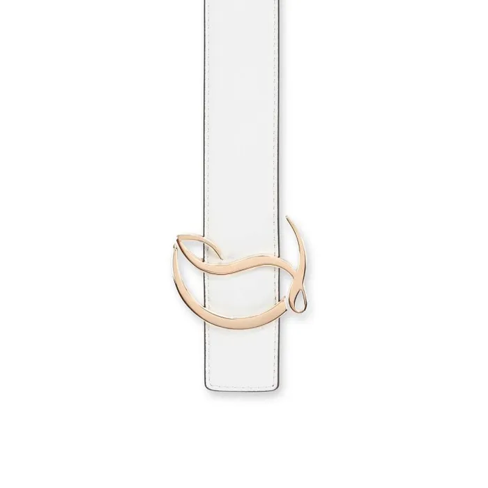 Women CL Logo Belt Belt 8211 Grained Calf Leather 8211 Bianco Christian Louboutin Belts
