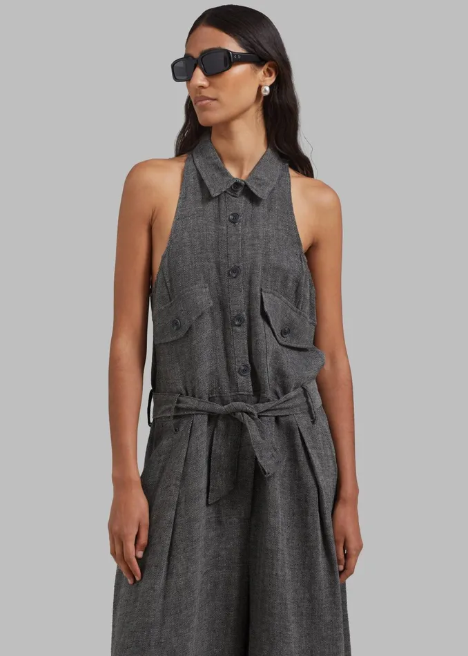 Women Clayton Halter Jumpsuit 8211 Black Melange The Frankie Shop Jumpsuits