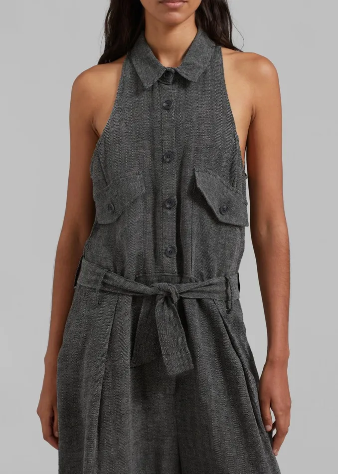 Women Clayton Halter Jumpsuit 8211 Black Melange The Frankie Shop Jumpsuits