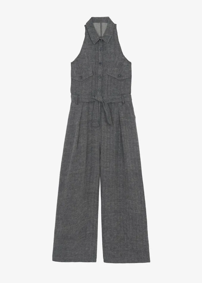 Women Clayton Halter Jumpsuit 8211 Black Melange The Frankie Shop Jumpsuits