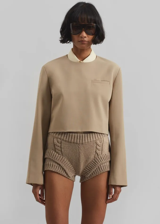 Women Clio Double Knit Shorts 8211 Beige The Frankie Shop Bottoms