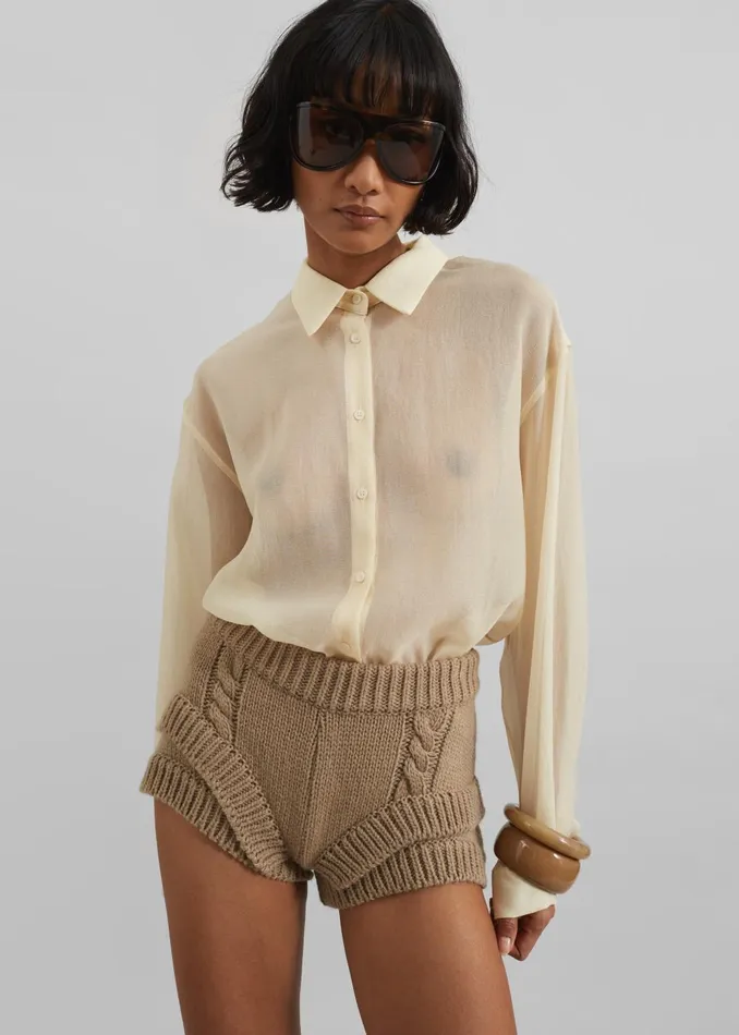 Women Clio Double Knit Shorts 8211 Beige The Frankie Shop Bottoms