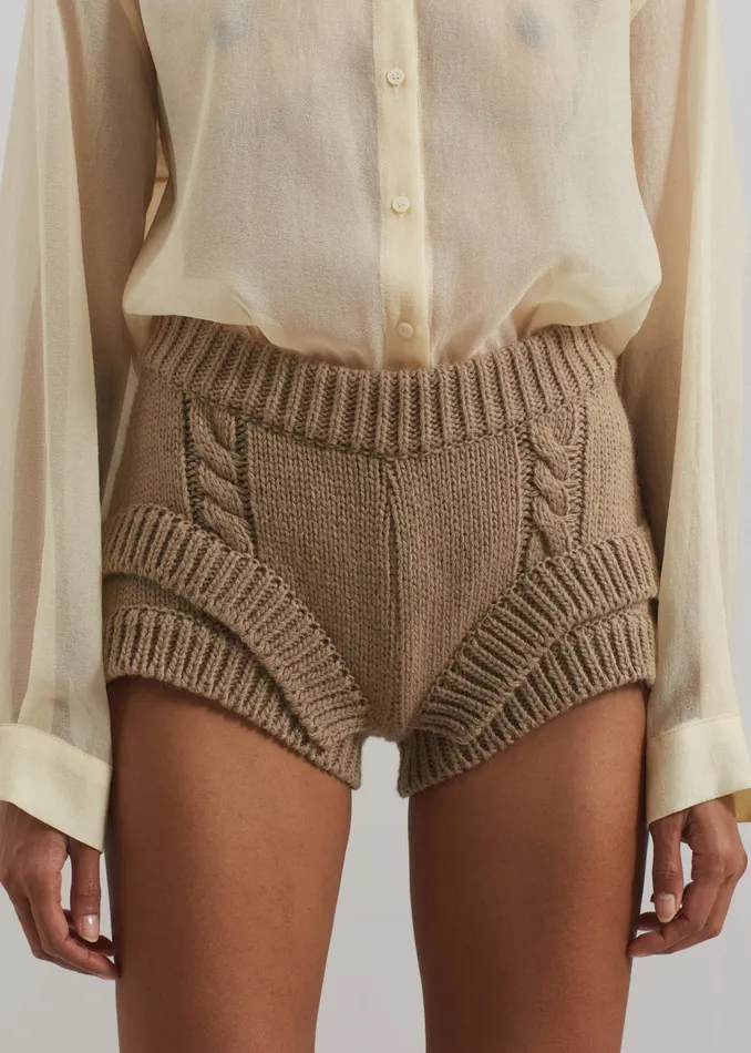 Women Clio Double Knit Shorts 8211 Beige The Frankie Shop Bottoms
