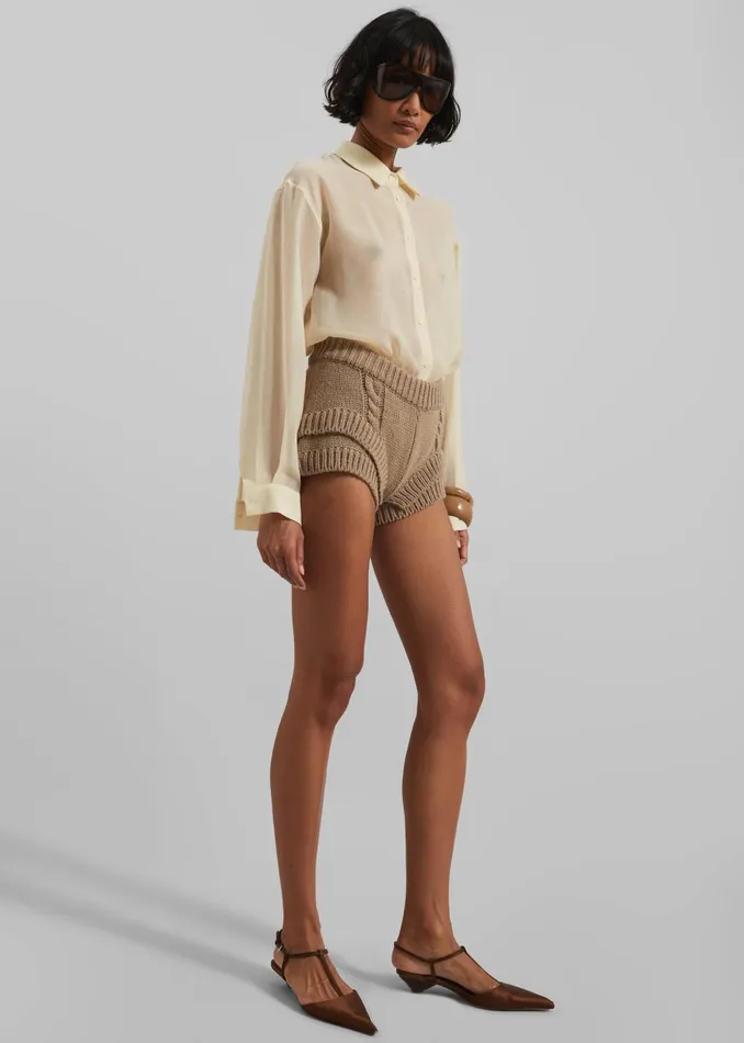 Women Clio Double Knit Shorts 8211 Beige The Frankie Shop Bottoms