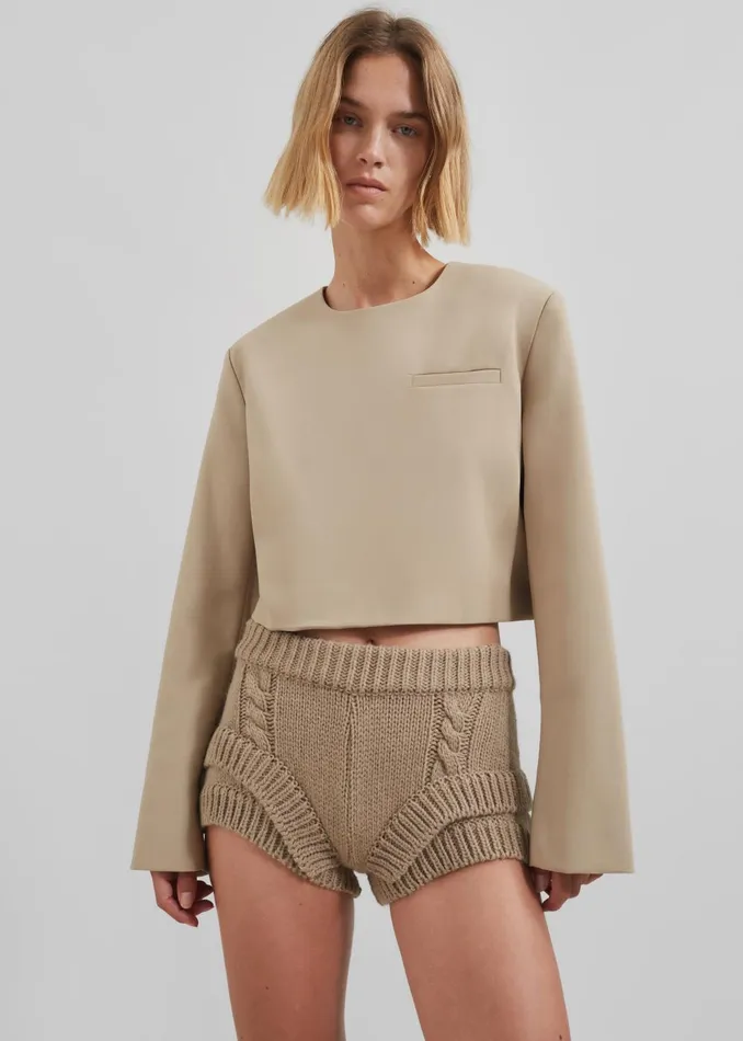Women Clio Double Knit Shorts 8211 Beige The Frankie Shop Bottoms