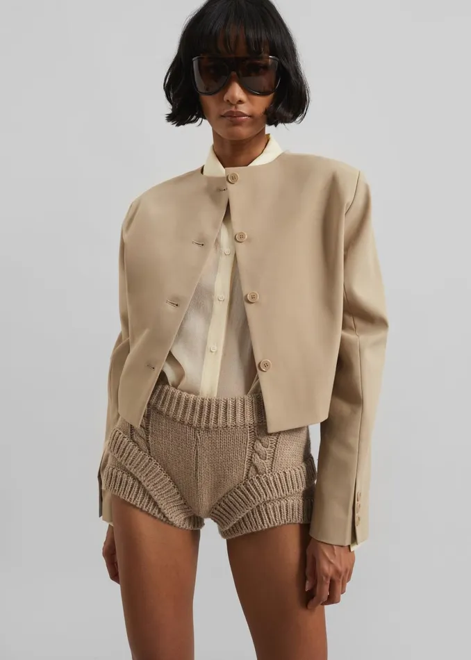 Women Clio Double Knit Shorts 8211 Beige The Frankie Shop Bottoms