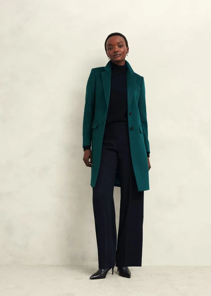 Women Coats and Jackets Hobbs Cavendish Wool Coat Kyanite Green