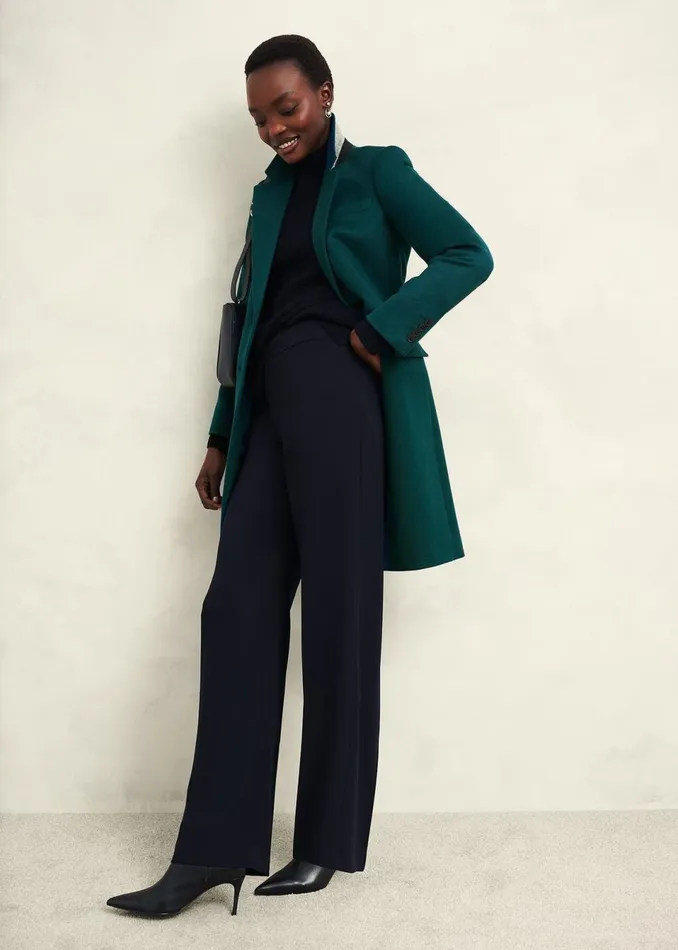 Women Coats and Jackets Hobbs Cavendish Wool Coat Kyanite Green