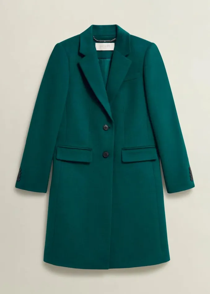 Women Coats and Jackets Hobbs Cavendish Wool Coat Kyanite Green