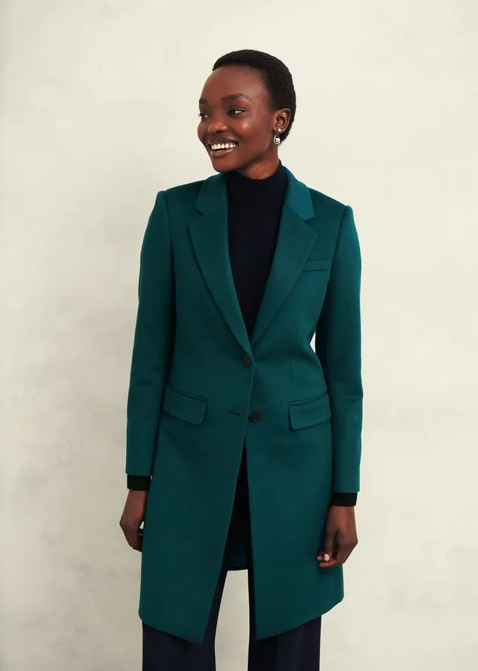 Women Coats and Jackets Hobbs Cavendish Wool Coat Kyanite Green