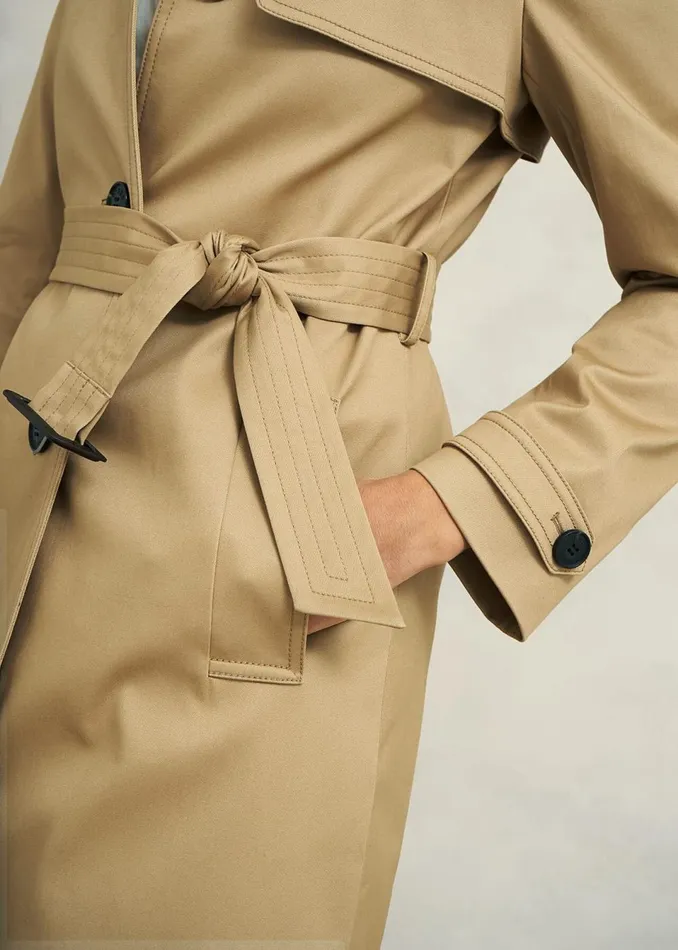 Women Coats and Jackets Hobbs Hallie Shower Resistant Trench Coat Fawn Beige