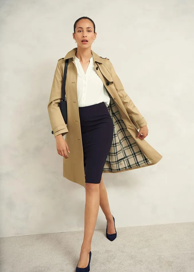 Women Coats and Jackets Hobbs Hallie Shower Resistant Trench Coat Fawn Beige