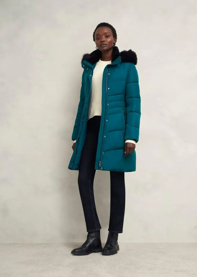 Women Coats and Jackets Hobbs Jaymie Puffer Kyanite Green