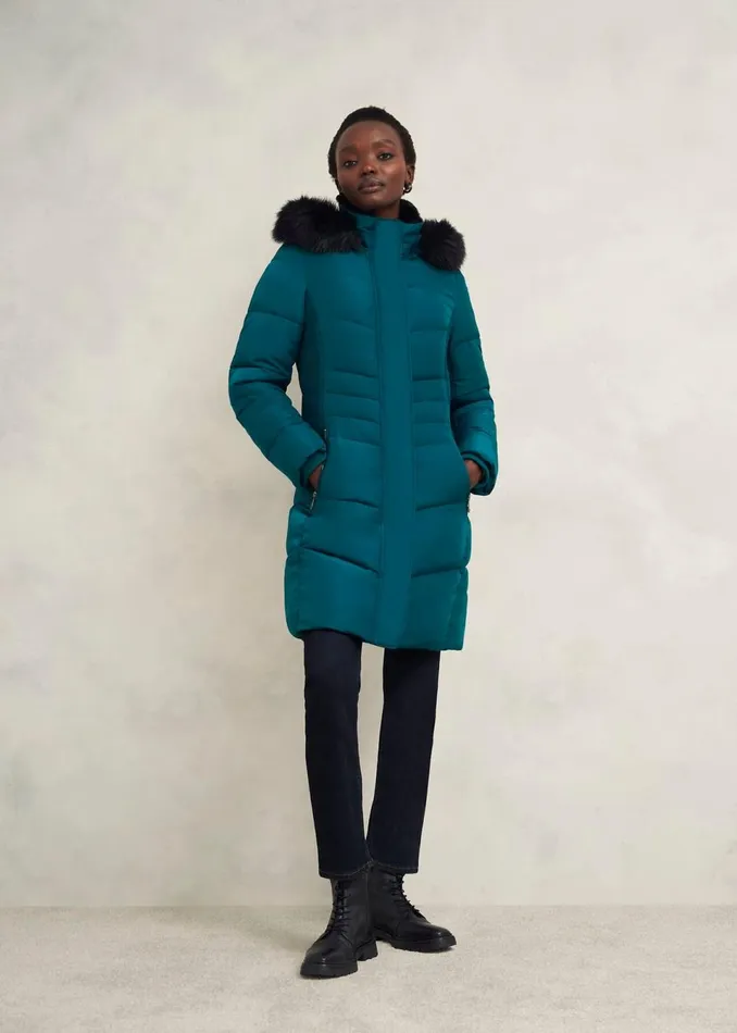 Women Coats and Jackets Hobbs Jaymie Puffer Kyanite Green