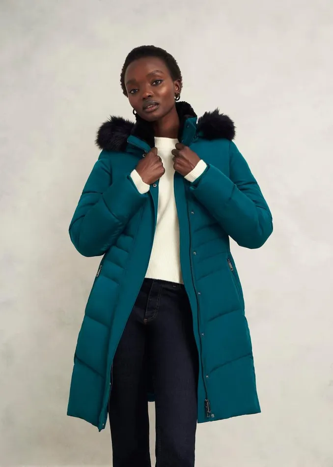 Women Coats and Jackets Hobbs Jaymie Puffer Kyanite Green
