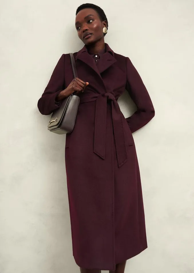 Women Coats and Jackets Hobbs Livia Wool Coat Malbec Purple