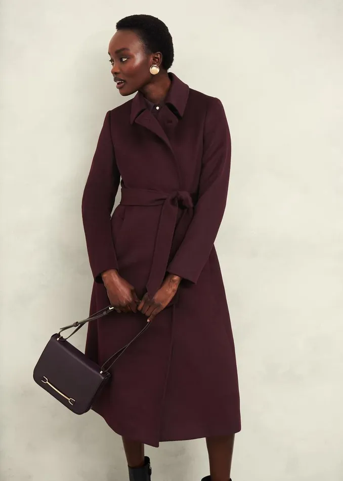 Women Coats and Jackets Hobbs Livia Wool Coat Malbec Purple