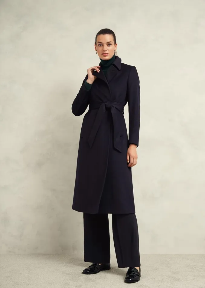 Women Coats and Jackets Hobbs Livia Wool Coat Navy